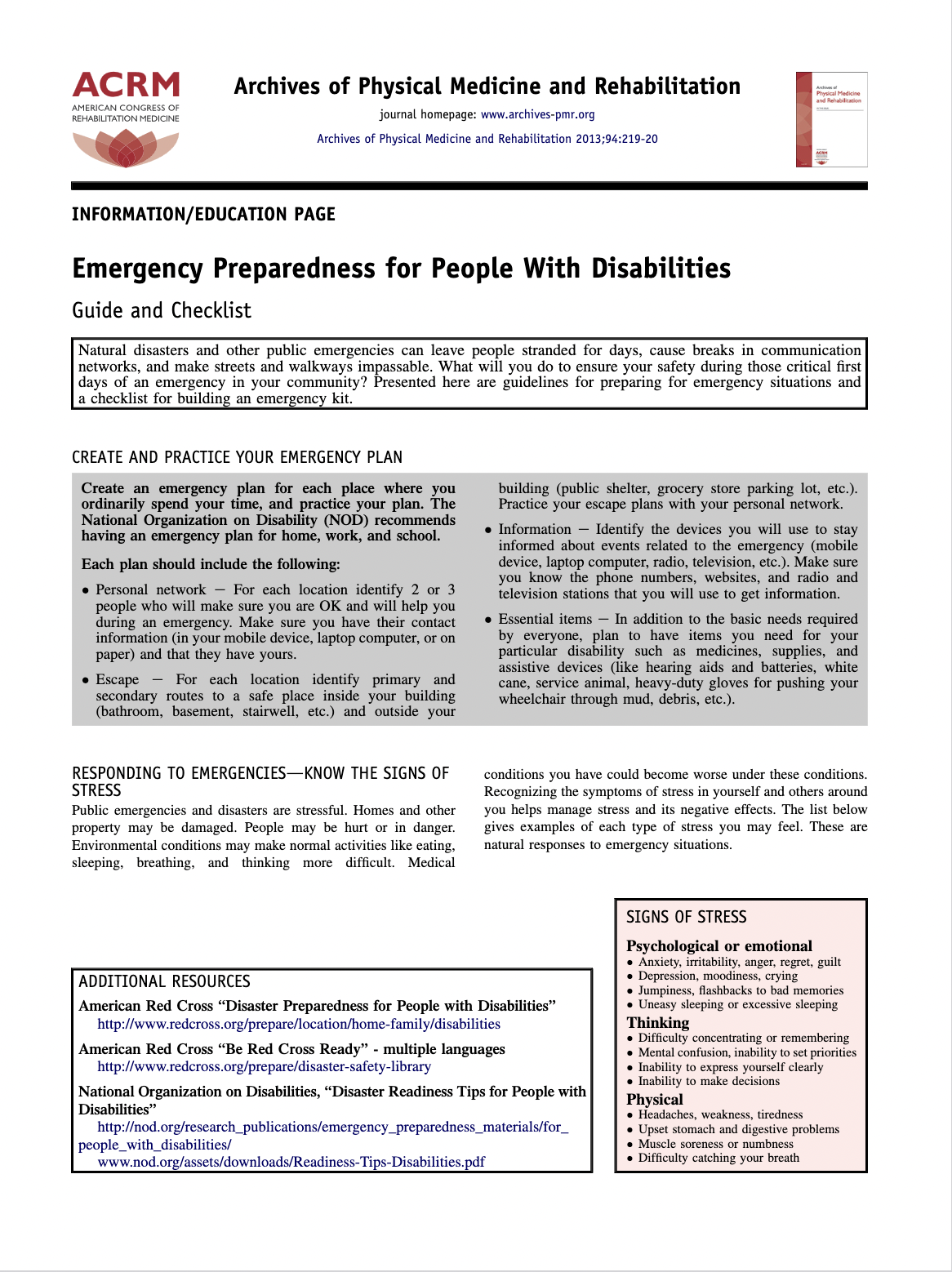 Emergency Preparedness for People with Disabilities – Trainings
